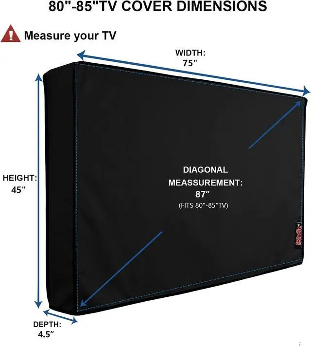 Alt view image 2 of 6 - Outdoor TV Cover 80 to 85 inch Waterproof, Cover Size 75''W x 45''H, Weatherproof, with Zipper for Outside Flat Screen 80 to 85 inch TV, Black, 600D Thick Fabric Protector
