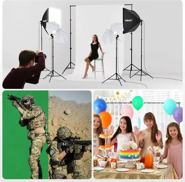 Alt view image 6 of 7 - 8.5 x 10 ft Backdrop Support System, Professional Photography Lighting Kit with 50W LED Blub, Reflector, Backdrop *3, Umbrellas&Softbox Lighting Kit for Studio, Portrait and Video Shooting