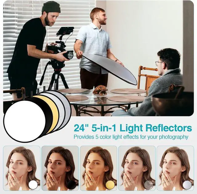 Alt view image 5 of 7 - 8.5 x 10 ft Backdrop Support System, Professional Photography Lighting Kit with 50W LED Blub, Reflector, Backdrop *3, Umbrellas&Softbox Lighting Kit for Studio, Portrait and Video Shooting