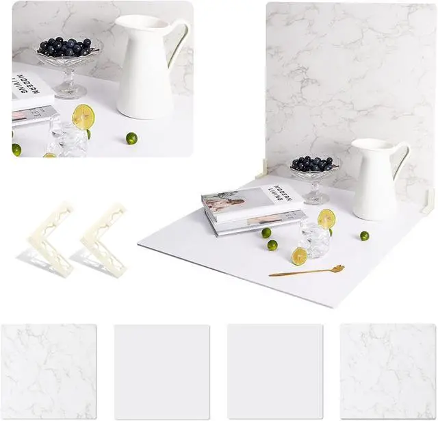 Main image of 2 PCS Boards Photo Backdrop 2 Marbles Texture for Flat Lay, Food Photography Background 24x24 Inch, BEIYANG (Marble+Marble)
