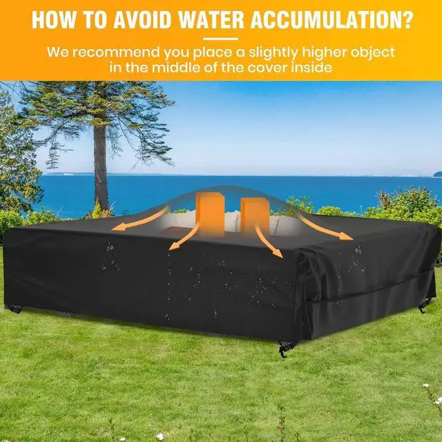 Alt view image 5 of 6 - Patio Furniture Cover Waterproof Outdoor Sectional Sofa Set Covers, Large 126"Lx126"Wx28"H, All Weather Oxford Tear-Resistant Table Chair Set Cover with Windproof Design, Black
