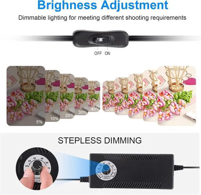 Alt view image 2 of 6 - Photo Studio Light Box Photography 32"x32" with 210 LEDs and 6 Colors Backdrops for Product Photography, Foldable Picture Box with Adjustable Brightness 6000-6500K