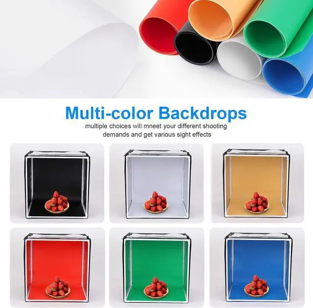 Alt view image 4 of 6 - Photo Studio Light Box Photography 32"x32" with 210 LEDs and 6 Colors Backdrops for Product Photography, Foldable Picture Box with Adjustable Brightness 6000-6500K