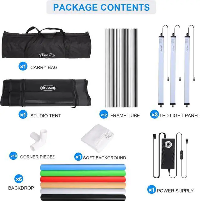 Alt view image 5 of 6 - Photo Studio Light Box Photography 32"x32" with 210 LEDs and 6 Colors Backdrops for Product Photography, Foldable Picture Box with Adjustable Brightness 6000-6500K