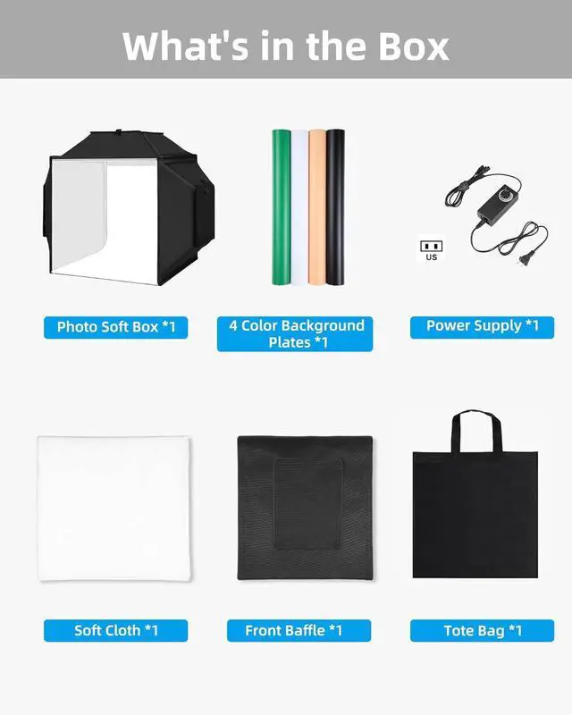 Alt view image 7 of 7 - Upgrade Light Box & Soft Box, 16"x16" Professional Portable Photo Box with 480 LED Lights Photo Studio Light Box Photography with 4 Color PVC Backdrops for Jewelry and Product Photography