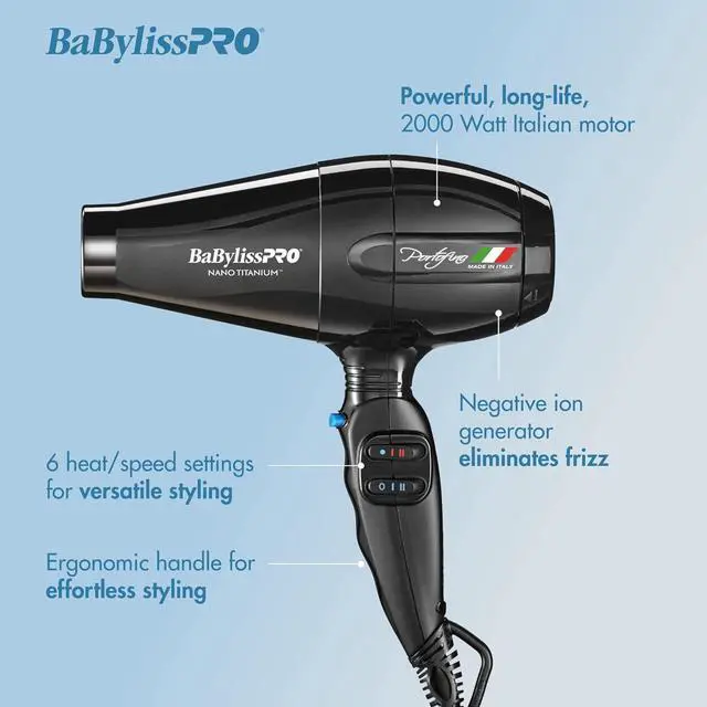 Alt view image 3 of 6 - Nano Titanium Italian Portofino Hair Dryer - Professional 2000 Watt Blow Dryer