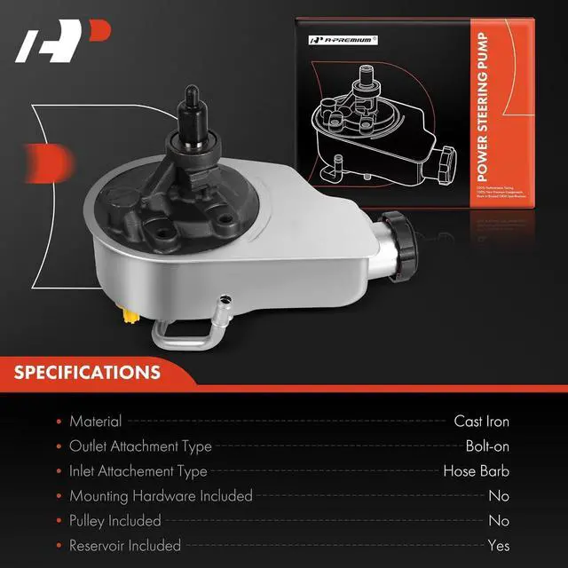 Alt view image 6 of 7 - Power Steering Pump, with Reservoir, Compatible with Chevrolet & GMC & Cadillac & Hummer - 1996-2014 - Silverado 1500, Suburban 1500, Escalade, Cheyenne, Avalanche 1500, Sierra 1500, Yukon