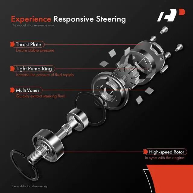 Alt view image 4 of 7 - Power Steering Pump, with Pulley, Compatible with Subaru Forester 2009-2010, Impreza 2008-2012, 2.0L 2.5L, Naturally Aspirated, Replace # 34430FG011, AA121331
