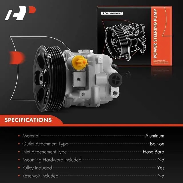 Alt view image 5 of 7 - Power Steering Pump, with Pulley, Compatible with Subaru Forester 2009-2010, Impreza 2008-2012, 2.0L 2.5L, Naturally Aspirated, Replace # 34430FG011, AA121331