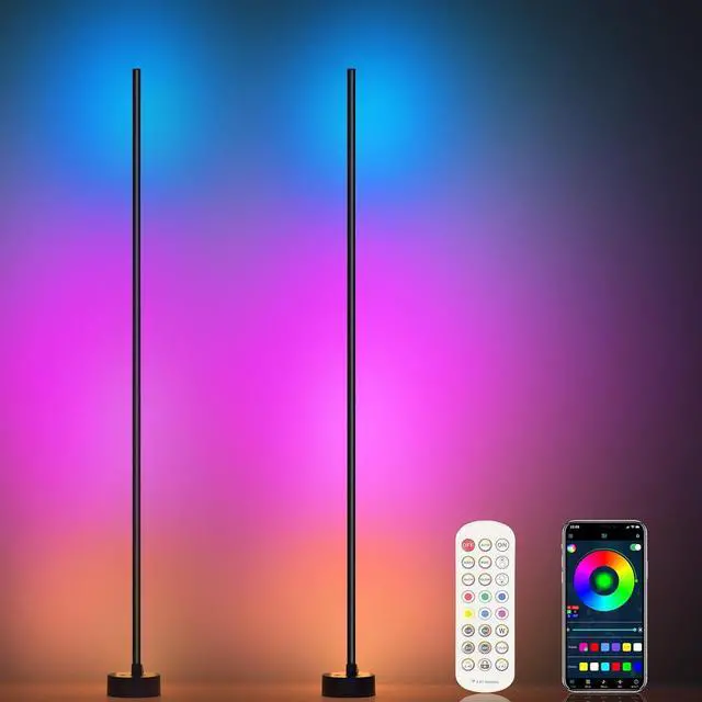Main image of 2 Pack LED Corner Lamp with App/Remote/Button Control, Smart RGB Floor Lamp with 16 Million DIY Colors & 68+ Scene, Music Sync for Living Room, Bedroom, Gaming Room