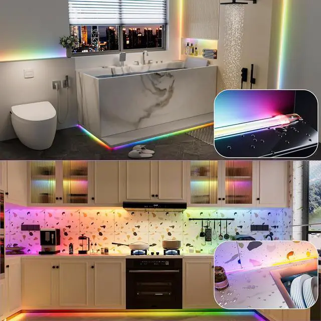 Alt view image 4 of 7 - IP65 Waterproof RGB Smart IC COB LED Strip Light Addressable 24ft/7.5m,24V Color Flowing Strip Light Multicolor Flexible Tape Light for TV,Room,Party DIY Decoration(Without Controller&Adapter)