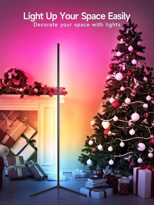 Alt view image 5 of 7 - RGB LED Corner Lamp with Music Sync, Smart App and Remote Control Color Changing Ambience Light, LED Lamp with 16 Million Colors for Bedroom, Living Room Gaming Room