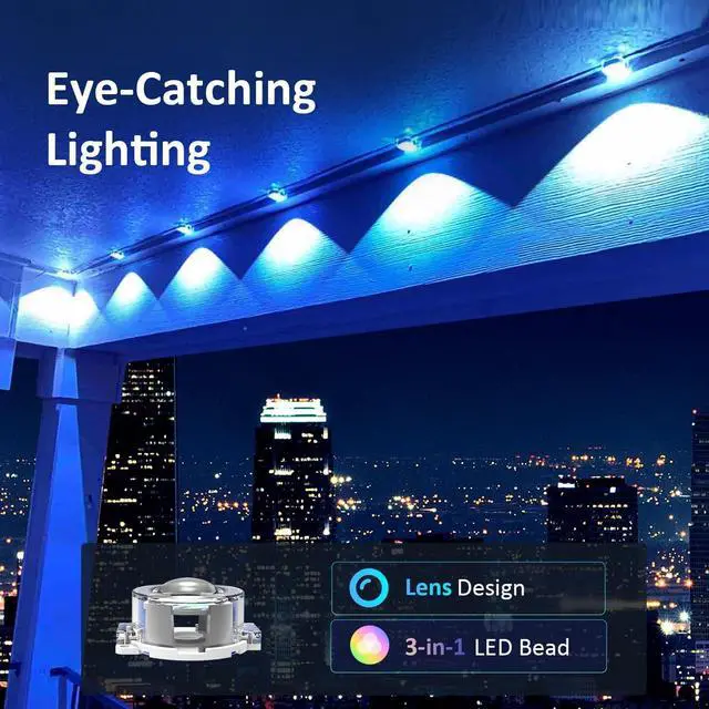 Alt view image 2 of 5 - 200FT Permanent Outdoor Lights, RGB LED Eaves Lights with APP/Remote Control, IP67 Waterproof LED Outdoor String Lights for Christmas, Halloween, Outdoor, Garden Decor
