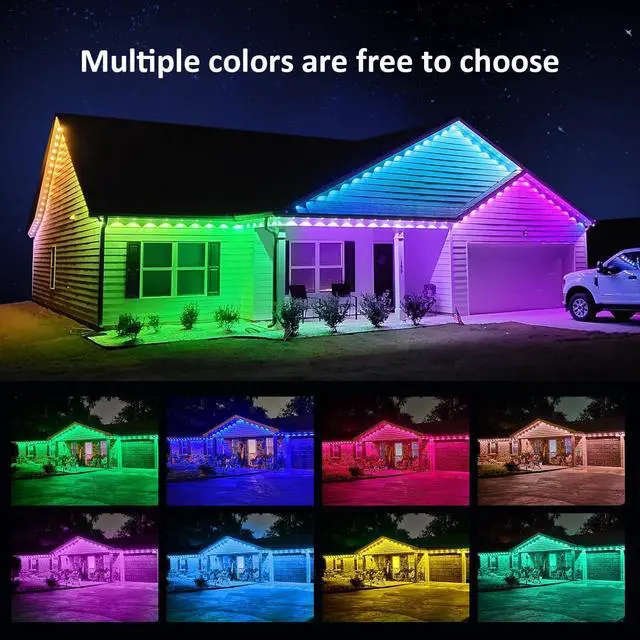 Alt view image 5 of 5 - 200FT Permanent Outdoor Lights, RGB LED Eaves Lights with APP/Remote Control, IP67 Waterproof LED Outdoor String Lights for Christmas, Halloween, Outdoor, Garden Decor
