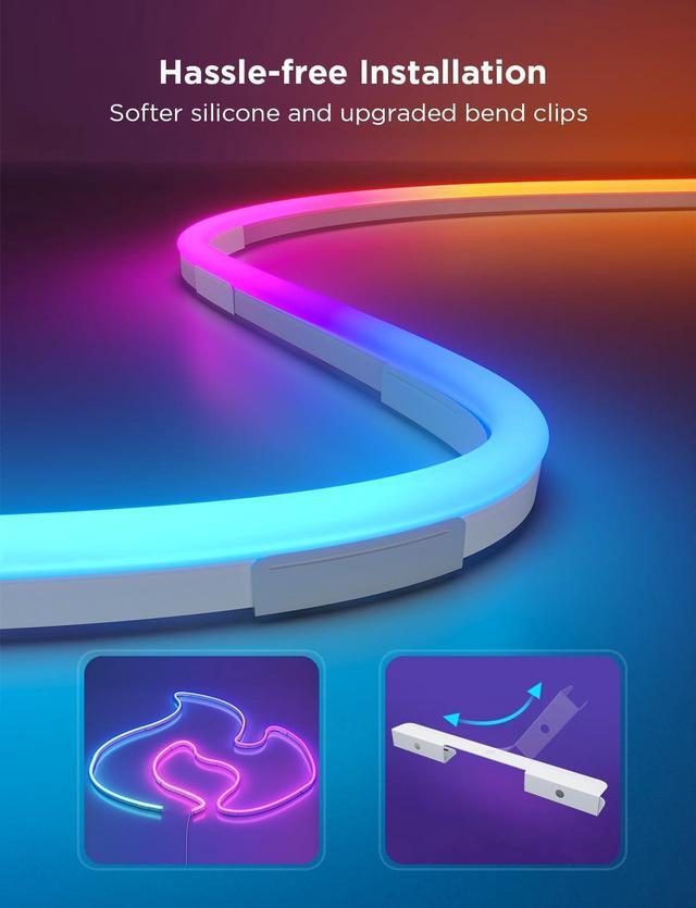 Alt view image 2 of 7 - RGBIC Neon Lights, LED Smart Neon Rope Light 2 Works with Matter, Alexa, Google Assistant, Custom DIY Neon Strip Lights for Bedroom and Wall Decor, Softer Material, 16.4ft, White