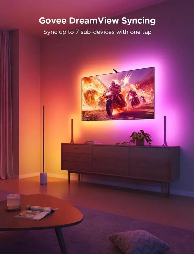 Alt view image 4 of 7 - TV Backlight 3 Lite with Fish-Eye Correction Function Sync to 40-50 Inch TVs, 7.8ft RGBICW Wi-Fi LED Strip Lights with Camera, 4 Colors in 1 Lamp Bead, Voice and APP Control, Adapter