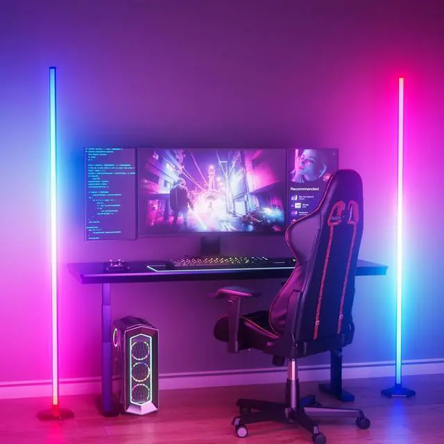 Main image of 2PCS Corner Floor Lamp, 65" RGB Color Changing Mood Light with Remote Control, Dimmable LED Corner Lamp with Music Sync, Modern Floor Lamp for Living Room Gaming Room
