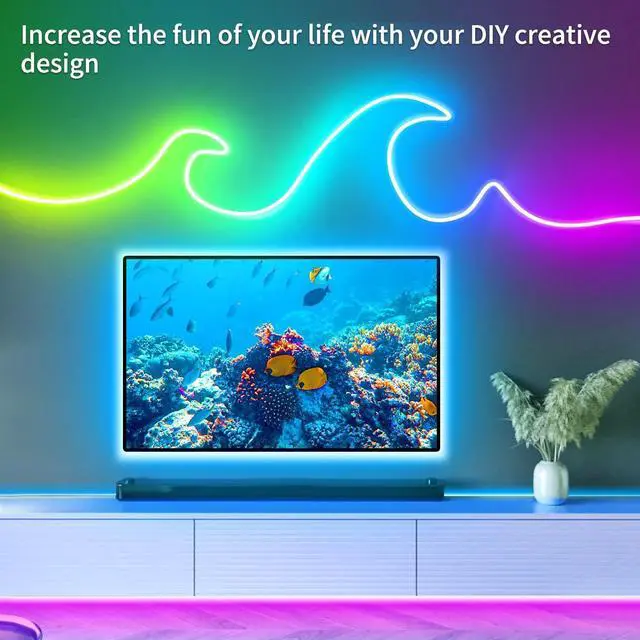 Alt view image 3 of 7 - 100FT RGB LED neon Rope Lights LED neon Lights with Remote/APP Control 24V IP65 Waterproof Flexible Neon LED Strip Lights for Bedroom Room Outdoors Decor2 Rolls of 50ft