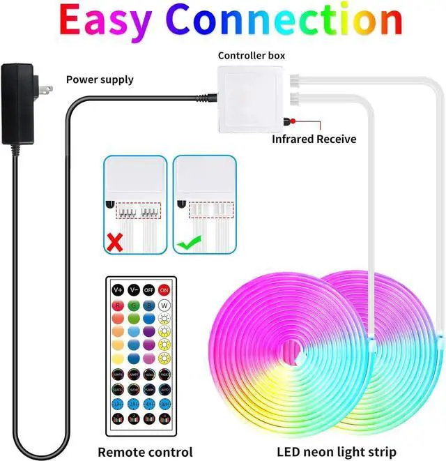 Alt view image 7 of 7 - 100FT RGB LED neon Rope Lights LED neon Lights with Remote/APP Control 24V IP65 Waterproof Flexible Neon LED Strip Lights for Bedroom Room Outdoors Decor2 Rolls of 50ft