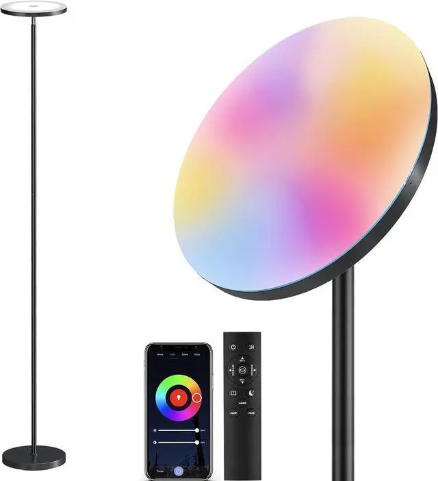 Main image of Smart RGB Floor Lamps for Living Room, 32W Bright LED Floor Lamp with APP and Remote Control, Tall Standing Lamp with Stepless Dimmable, Modern Torchiere Corner Lamp for Bedroom, Gaming Room