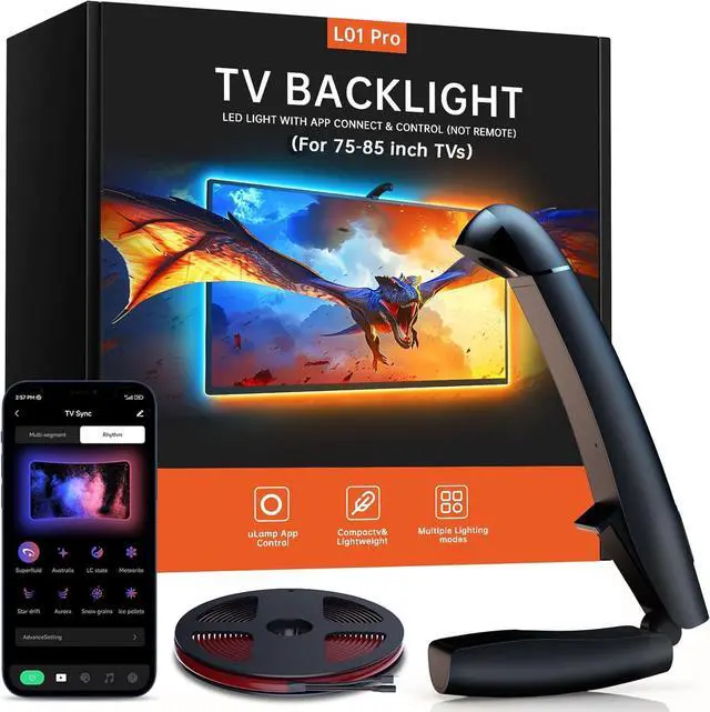 Main image of TV Lights That Change with TV, 18ft Cuttable TV LED Backlight for 75-85 Inch Screen and PC Monitor, TV Backlight with Sensor, Smart App Control, Game & Music Sync Color Changing Lights