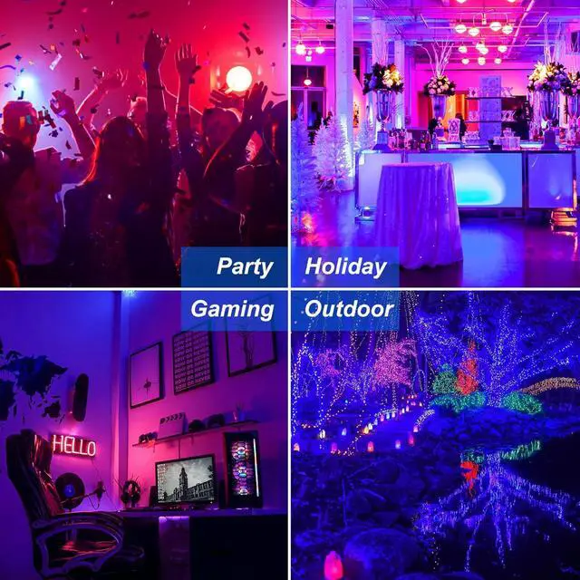 Alt view image 7 of 7 - RGB LED Flood Light Outdoor 1000W Equivalent, 100W Bluetooth RGBCW Smart Floodlights 2700K, 16 Million Color Changing, Timing, Music Sync, IP66 Waterprrof Landscape Light with US Plug (2 Pack)