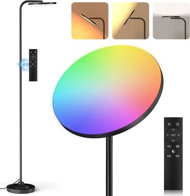 Main image of RGB Floor Lamp, 36W Bright LED Standing Lamp, Stepless Dimming Color Changing Torchiere Floor Lamps with Remote, 350°Rotating Modern Tall Floor Lamp for Living Room, Gaming Room