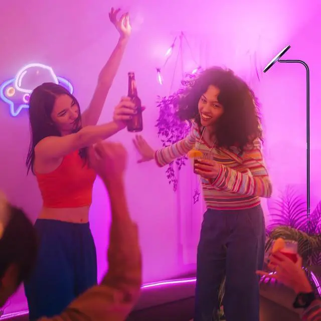 Alt view image 5 of 7 - RGB Floor Lamp, 36W Bright LED Standing Lamp, Stepless Dimming Color Changing Torchiere Floor Lamps with Remote, 350°Rotating Modern Tall Floor Lamp for Living Room, Gaming Room