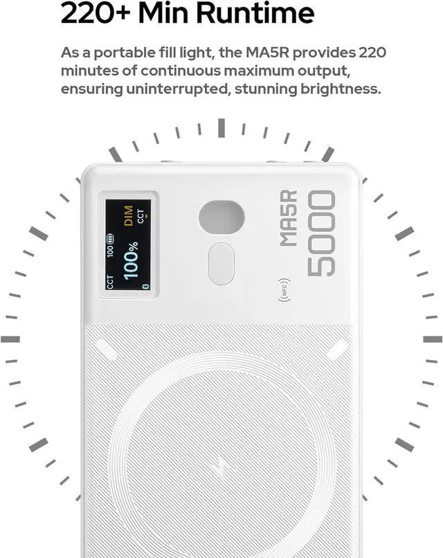 Alt view image 4 of 7 - MA5R RGB LED Phone Light,Magnetic Charging Full-Color Mini On Camera Video Lights,Selfie Lighting for Photography/TikTok/Vlog/Video