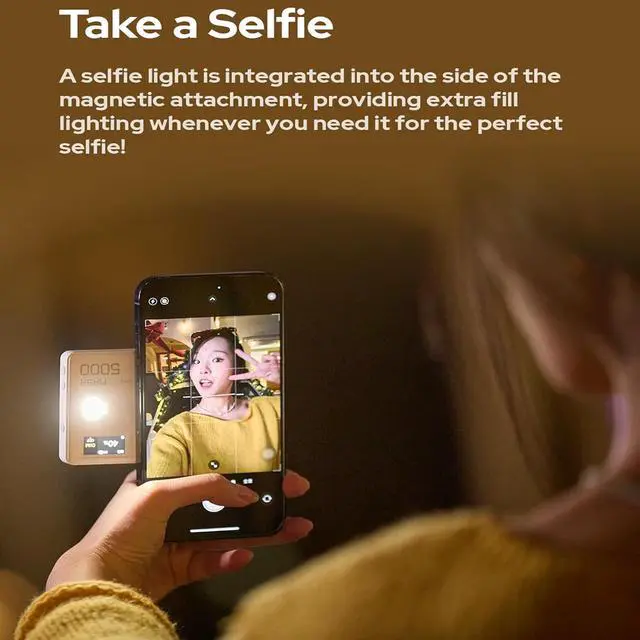 Alt view image 5 of 7 - MA5R RGB LED Phone Light,Magnetic Charging Full-Color Mini On Camera Video Lights,Selfie Lighting for Photography/TikTok/Vlog/Video