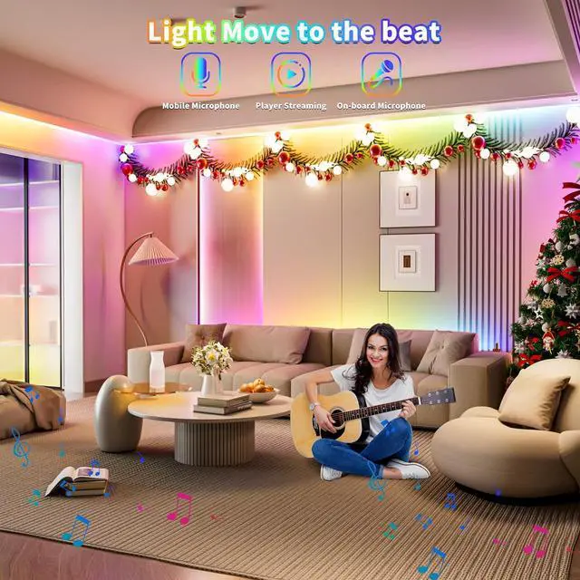 Alt view image 4 of 7 - RGB WS2811 IC COB LED Strip Lights 18ft,DC12V Addressable Chasing Color RGB LED Strip Lights Kit,APP Control Music Sync Color Changing Lights for Party Home Gaming DIY Lighting Projects