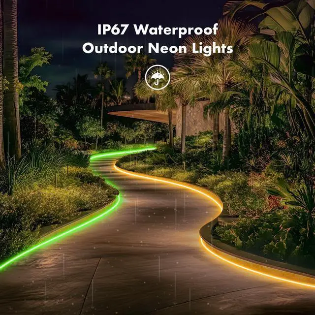 Alt view image 4 of 6 - Neon Rope Lights JIAMEI 20FT RGB LED Strip Lights App Control IR Remote Music Syncing Outdoor IP67 Waterproof Flexible Neon Strip Lights Cuttable for Bedroom Gaming Party Outdoors Decor