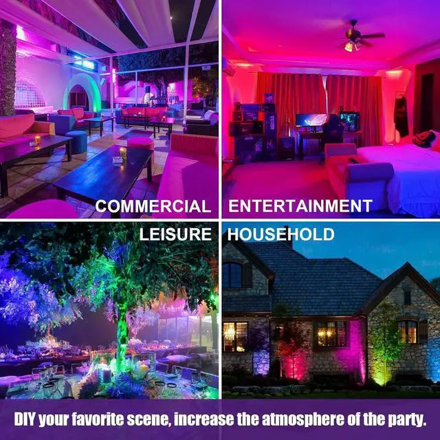 Alt view image 7 of 7 - 2 Pack 200W RGB Flood Light, RGB Color Changing Floodlight, Smart RGB Floodlight with Remote Control, for Club, Wedding, Poster, Stage Lighting, Birthday Party, KTV, Christmas, Halloween