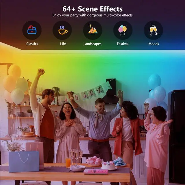 Alt view image 4 of 7 - RGB Smart IC COB LED Strip Lights, High Density Uniform LED Lights with Built-in IC Chips, App-Control, Flexible Dream Color COB Lights with 24V Adapter for Bedroom, Holiday Decor, 32.8ft