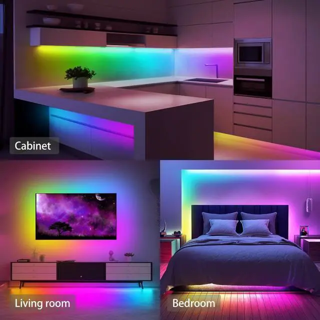 Alt view image 7 of 7 - RGB Smart IC COB LED Strip Lights, High Density Uniform LED Lights with Built-in IC Chips, App-Control, Flexible Dream Color COB Lights with 24V Adapter for Bedroom, Holiday Decor, 32.8ft