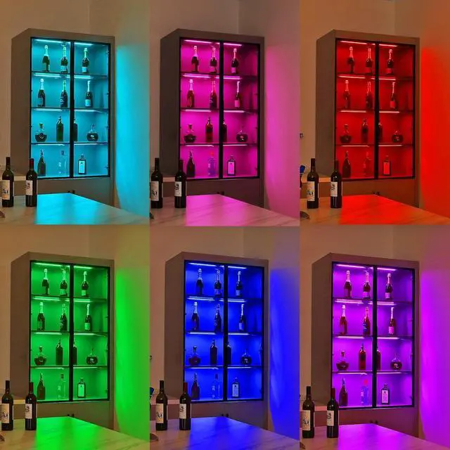 Alt view image 7 of 7 - Under Cabinet LED Lights Kit.RGB Color Changing & Super Bright White Lighting. Dimmable with Remote. 6 pcs Linkable LED Light Strips with Power Supply, Extension Cords. Plug in. Max 24W. RGB + 5000K.