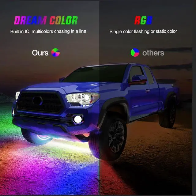 Alt view image 5 of 7 - Nilight 6Pcs Car Underglow Neon Accent Strip Lights 300 LEDs Multi Color RGB-IC DIY Sound Active Function Music Mode with APP Control and Remote Control Underbody Light Strip