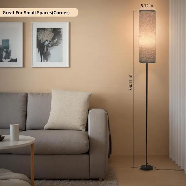 Alt view image 2 of 7 - Gray Floor Lamps for Bedroom, Dimmable Colors Temperature & Brightness, Plug in Modern Floor Lamps for Living Room, Tall Standing Lamps for Office, Corner Lamp, 9W RGB LED Bulb, NO Battery