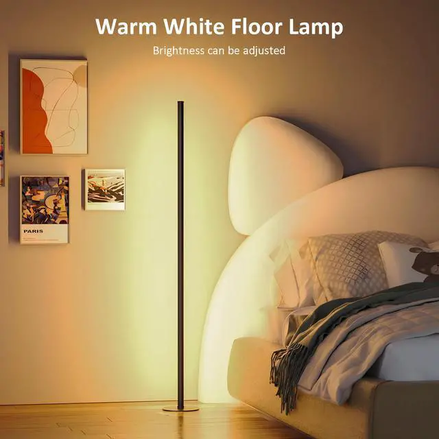 Alt view image 5 of 7 - RGB IC LED Corner Lamp, 16 Million DIY Color & Warm White, Music Sync and Timing Function, Color Changing Ambient Lights for Living Room, Bedroom, Gaming One Connected Pair