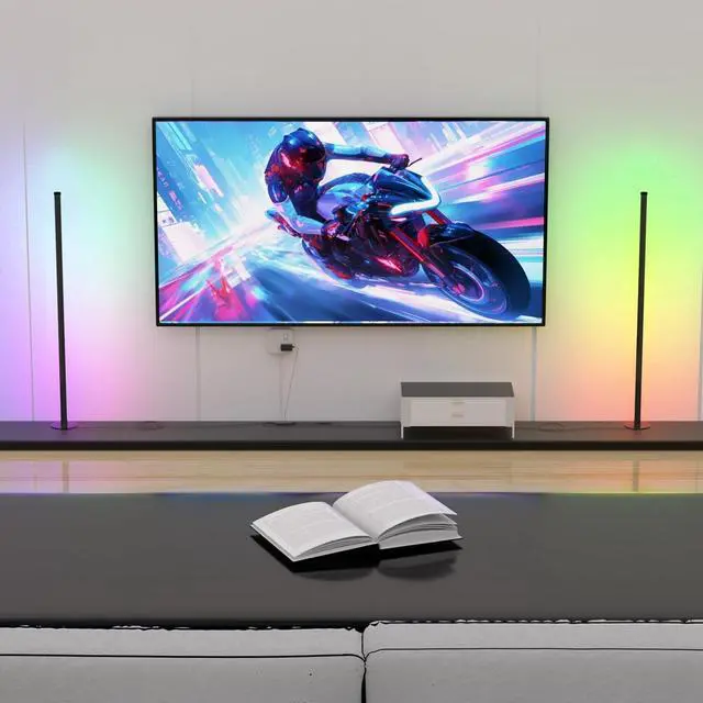 Alt view image 7 of 7 - RGB IC LED Corner Lamp, 16 Million DIY Color & Warm White, Music Sync and Timing Function, Color Changing Ambient Lights for Living Room, Bedroom, Gaming One Connected Pair