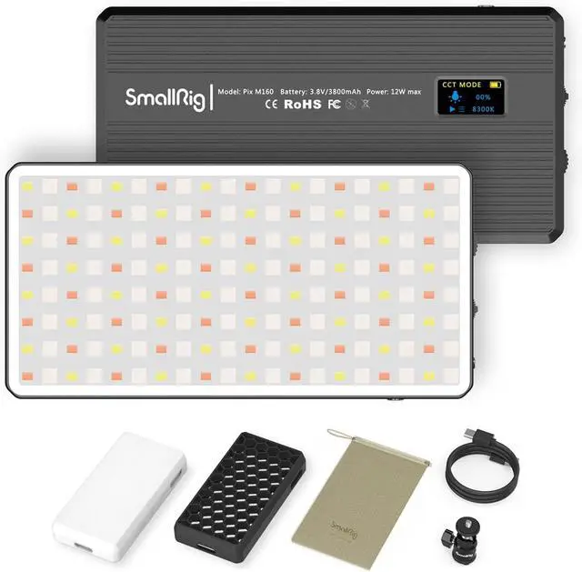 Main image of Pix M160 RGB Video Light, 12W RGBWW LED Camera Light Panel, 360° Full Color Portable for Photography, 3800mh Battery, CRI 95+,TLCI 98, Vlogging, Photo, Video, Anum Body  3157 by DT