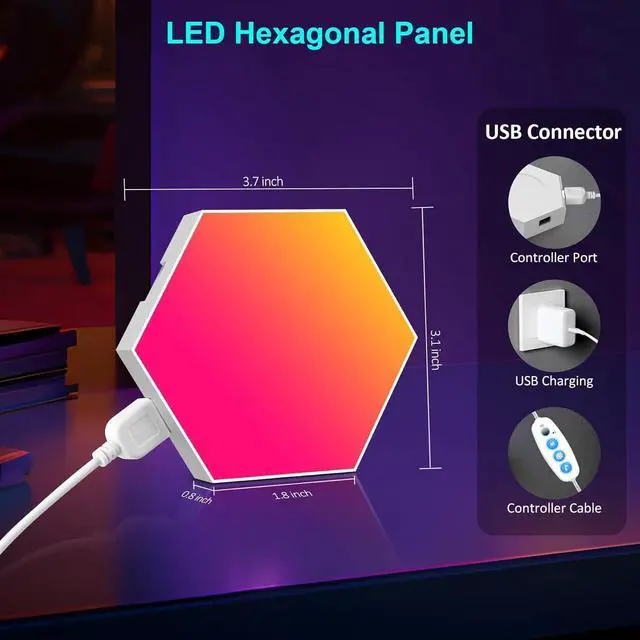 Alt view image 6 of 7 - 20 Pack Hexagon Light Panels - Smart RGB Hexagon LED Lights Wall Lights with APP & Remote Control Cool Music Sync Gaming Lights for Living Room, Bedroom, Gaming Room, Kids, Adults