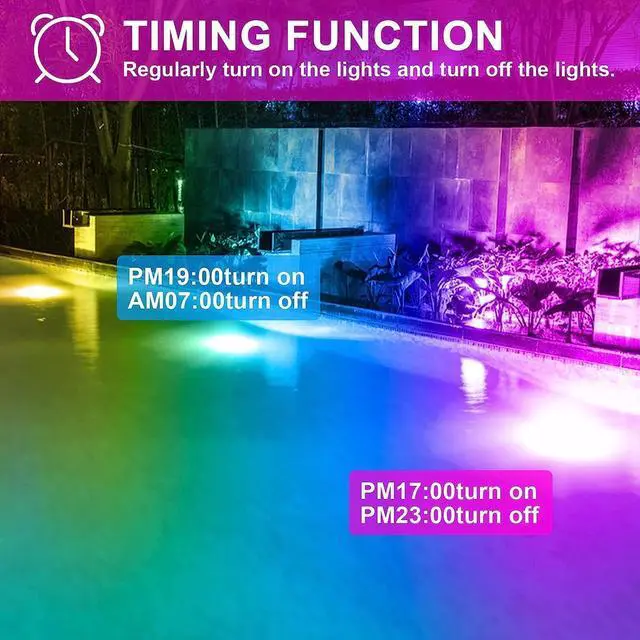 Alt view image 3 of 6 - LED Flood Light Outdoor RGB Stage Lights Color Changing 500W Equivalent 2700k Warm White 5000LM(Remote Control, 120 Colors Strobe, Dimmable, Timing, US 3-Plug) Wall Wash Landscape Spotlight 2 Pack