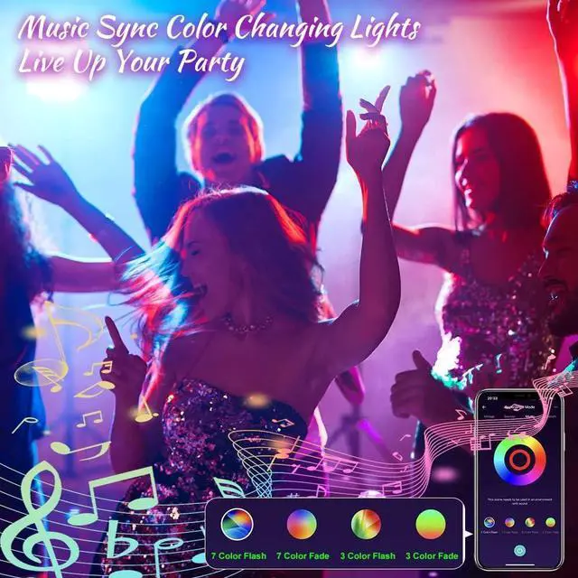 Alt view image 6 of 7 - 4 Pack RGB LED Flood Light with Stake, Outdoor DIY Color Changing Stage Party Lights 150W Equivalent 2700K-6500K White Light Dimmable RGB Colored Spotlighs Uplight for Events by App Control