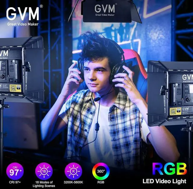 Alt view image 4 of 7 - RGB LED Video Lighting Kit, 800D Studio Video Lights with Panel, APP Control for YouTube Photography Lighting, , 3200K-5600K, 8 Kinds of The Scene Lights, 3 Packs