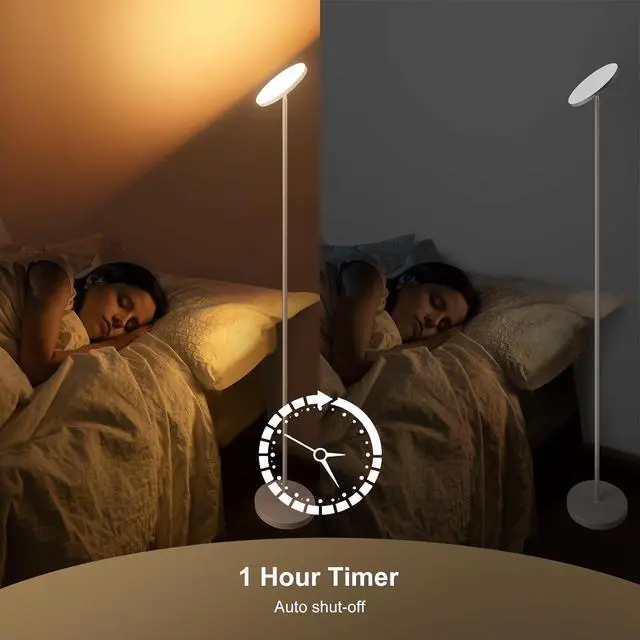 Alt view image 7 of 7 - Torchiere Floor Lamps for Living Room, 32W/3200LM Bright LED Standing Lamp with Remote, Modern Color Changing Tall Lamp with Stepless Dimming, 69" Corner Floor Lamp for Bedroom, Office