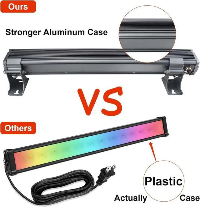 Alt view image 6 of 6 - 48W LED RGB Color Changing Flood Light, Wall Washer Light Bar with Remote Control & APP Control Timing Memory, IP66 Waterproof for Outdoor Indoor Christmas Events Illuminattion Decoration (2 Pack)