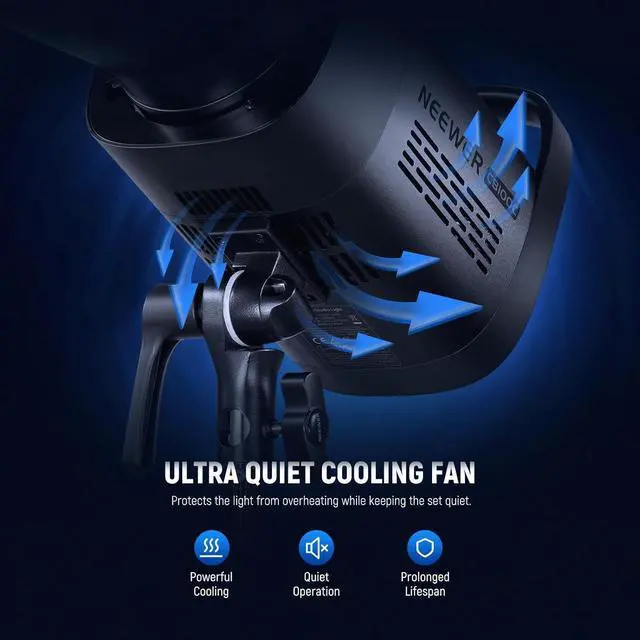 Alt view image 7 of 7 - CB100C 130w RGB LED Video Light, APP/2.4G Control 360° Full Color 2700K-6500K 27000lux/m COB Bowens Mount Silent Continuous Output Lighting TLCI/CRI97+ 17 Scenes for Video Recording Photography
