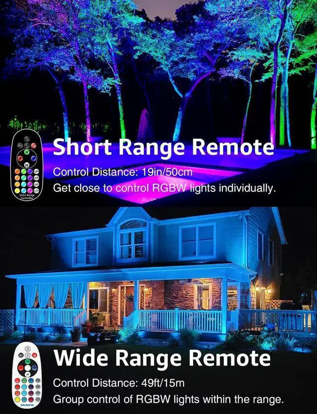 Alt view image 4 of 6 - 12W RGB Color Changing Landscape Lights Low Voltage LED Landscape Lighting Remote Control Spotlight Waterproof Garden Pathway Christmas Decorative Lights Outdoor Indoor, 8 Pack with Connector