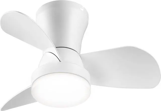 Main image of Ceiling Fans with Lights and Remote, 22 inch Low Profile Ceiling Fan with Light, Modern Flush Mount Ceiling Fan for Bedroom/Kitchen/Dining Room/Patio, 6 Wind Speeds, Dimmable, White